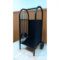 Fatároló 3 részes kandalló szettel, fekete